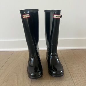 Hunter Glossy Black Tall Boots